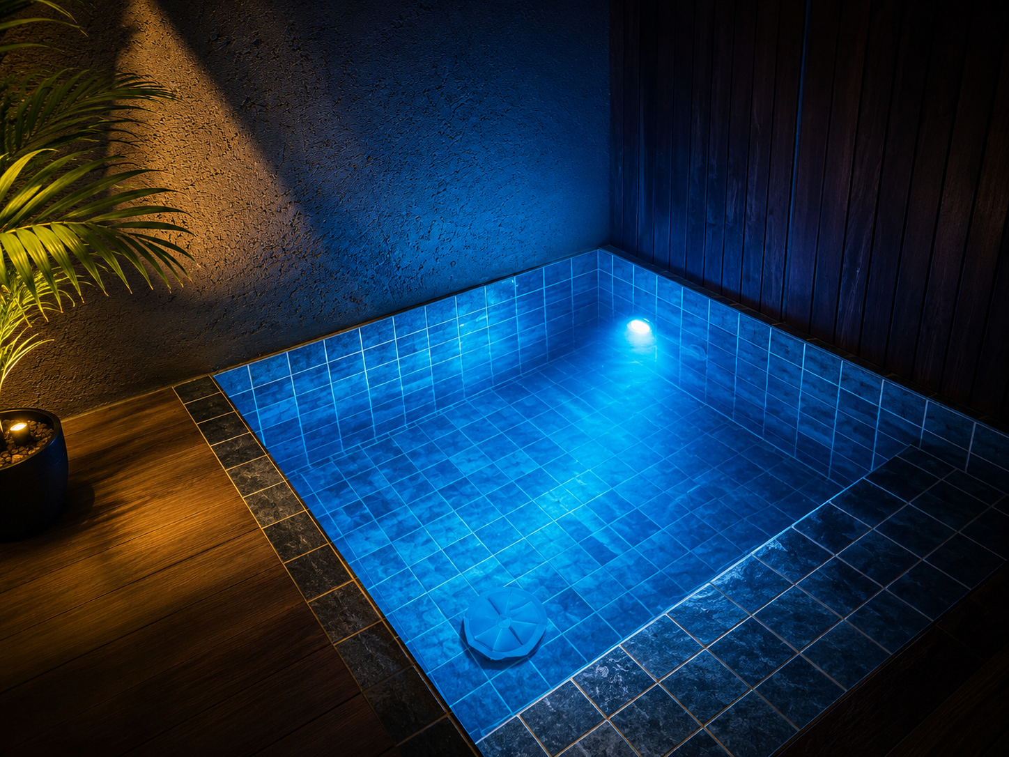 Piscina privativa iluminada à noite